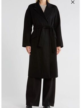 Theory Black Belted Wool Trench Coat